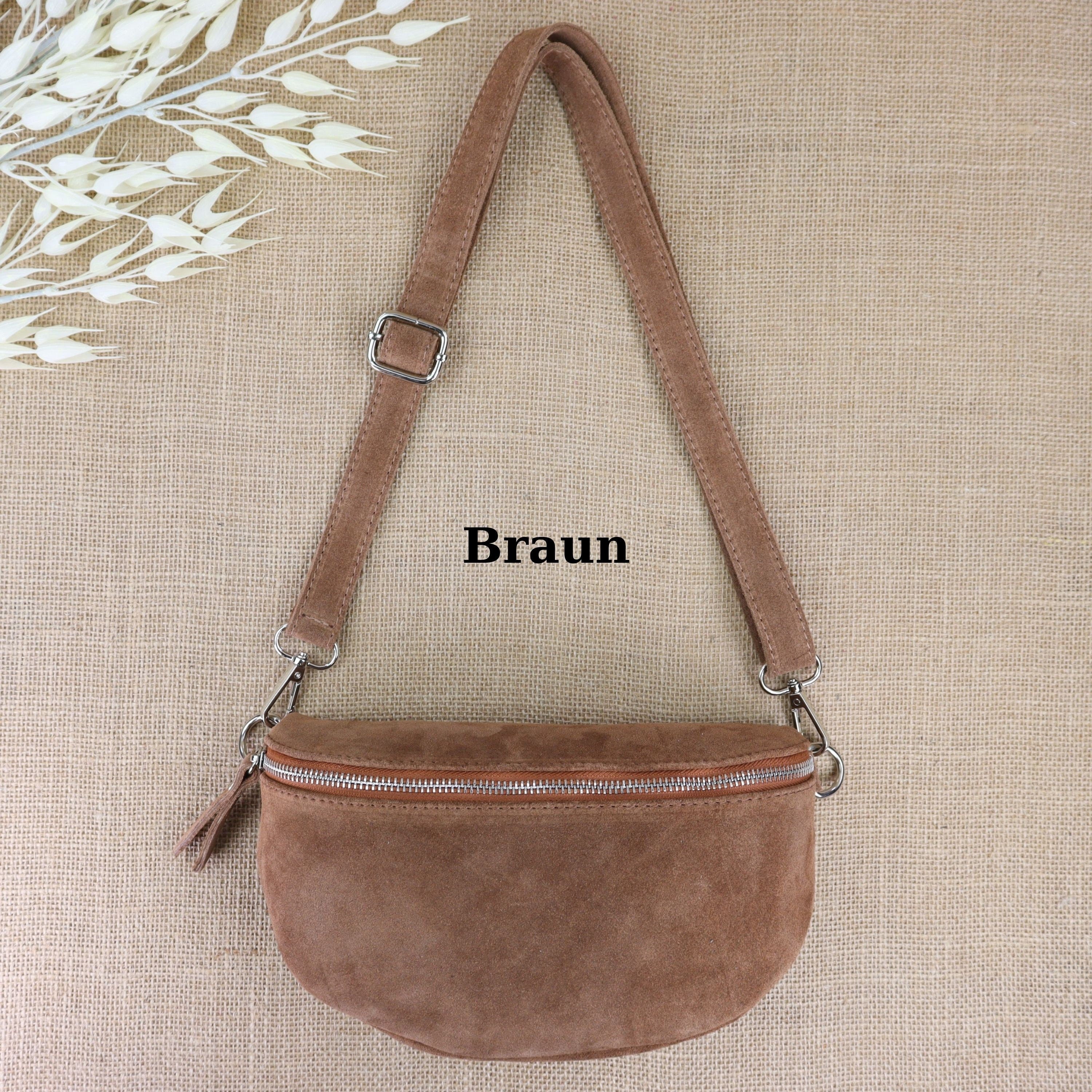 Bauchtasche Leder für Damen,Crossbody Tasche Leder,Leder Gürteltasche Frauen,Leder Handtasche,Leder Tasche,Rauleder-Gürteltasche Frauen,Schulterriementasche,Schultertasche Leder Frauen,Veloursleder Crossbody Tasche,Wildleder Crossbody Bag Damen,Wildleder