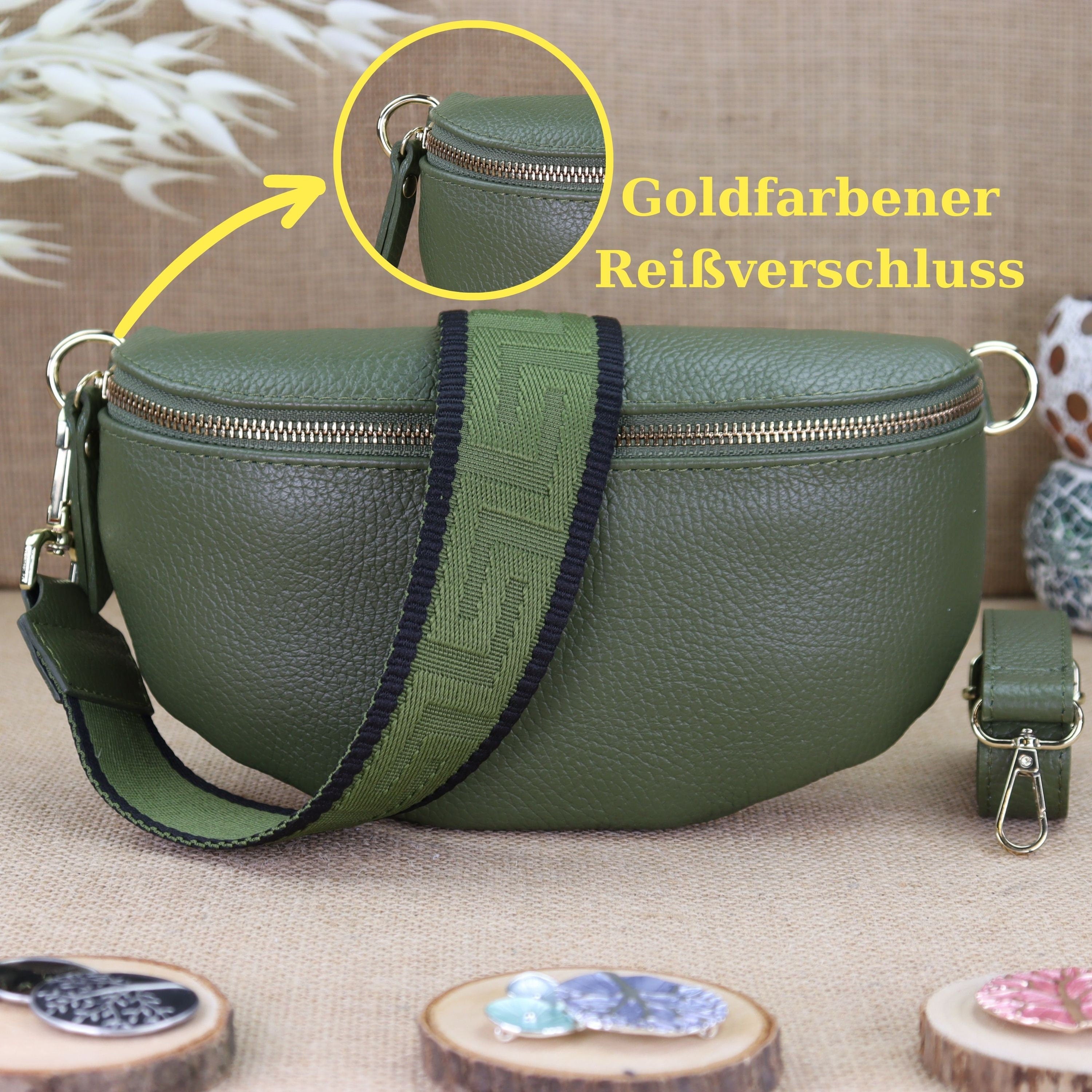 Bauchtasche Leder für Damen,Crossbody Bag Leder Damen,Crossbody Tasche Leder,Echtleder Frauen Tasche,Geschenk für Sie,Goldfarbene Ledertasche,Leder Gürteltasche Frauen,Leder Handtasche,Leder Hüfttasche für Frauen,Ledertasche mit Reißverschluss,Schulterrie